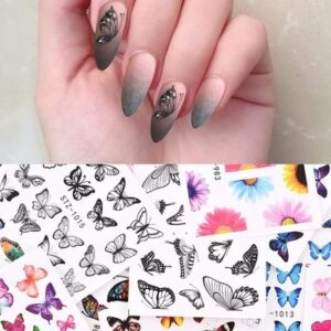 Nails Design Watercolor Butterfly Sliders Water Transfer