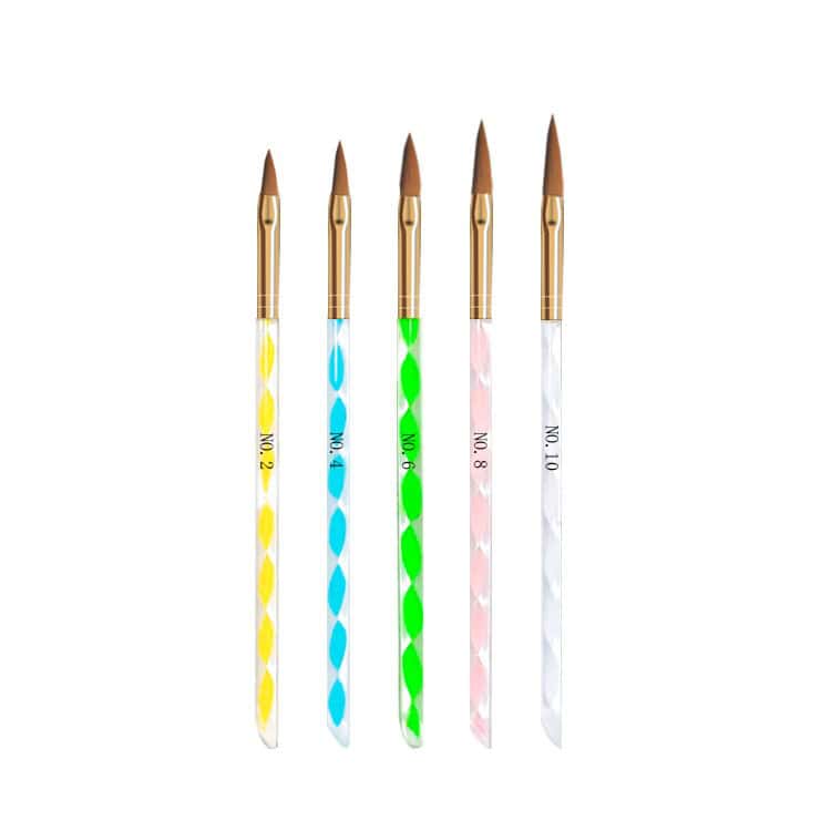 5pcs Nail Art Liquid Powder Brushes Set, Nail Art UV Gel Carving Pen Nail Gel Brush Acrylic Handle Manicure Tools Kit