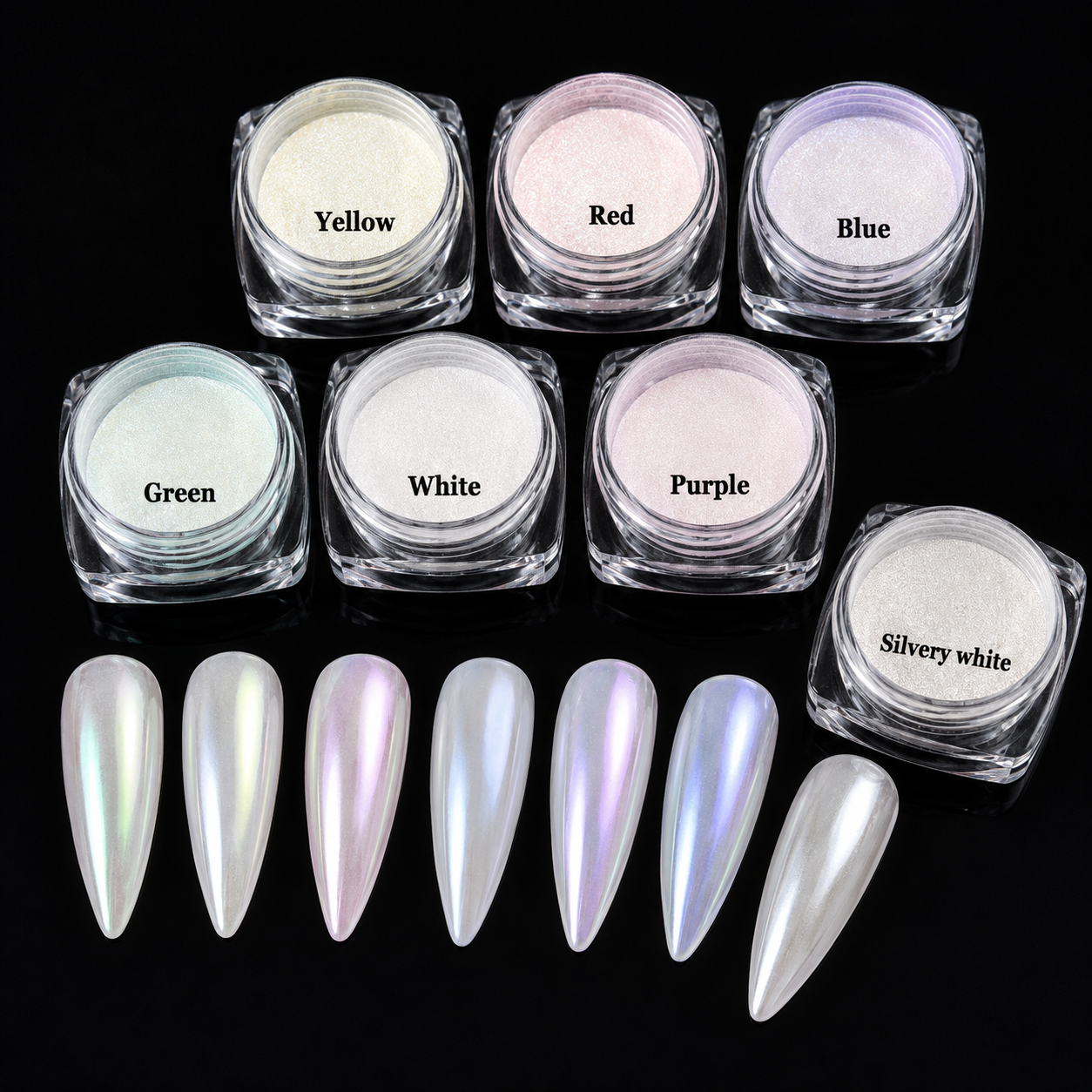 Aurora Mirror Chrome Nail Powder Set – 7 Jars