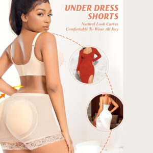 High Waist Padded Shapewear Shorts – Natural Butt & Hip Lifting Curve Enhancer (Beige)