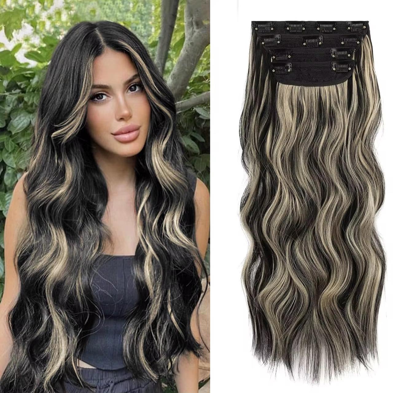 4 قطع طقم وصلات شعر حراري - Heat Resistant Hair Extension