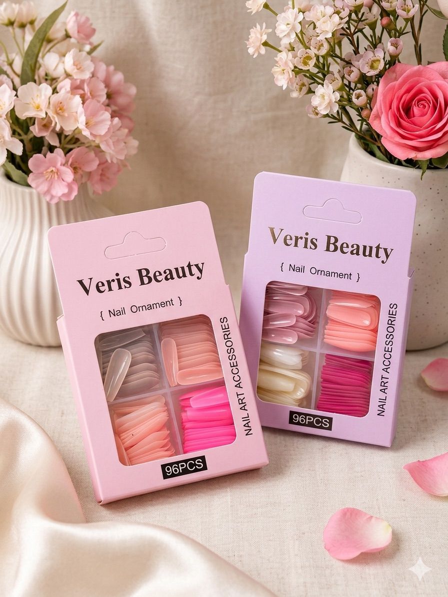 96PCS Full Cover Coffin Press-On Nails Set