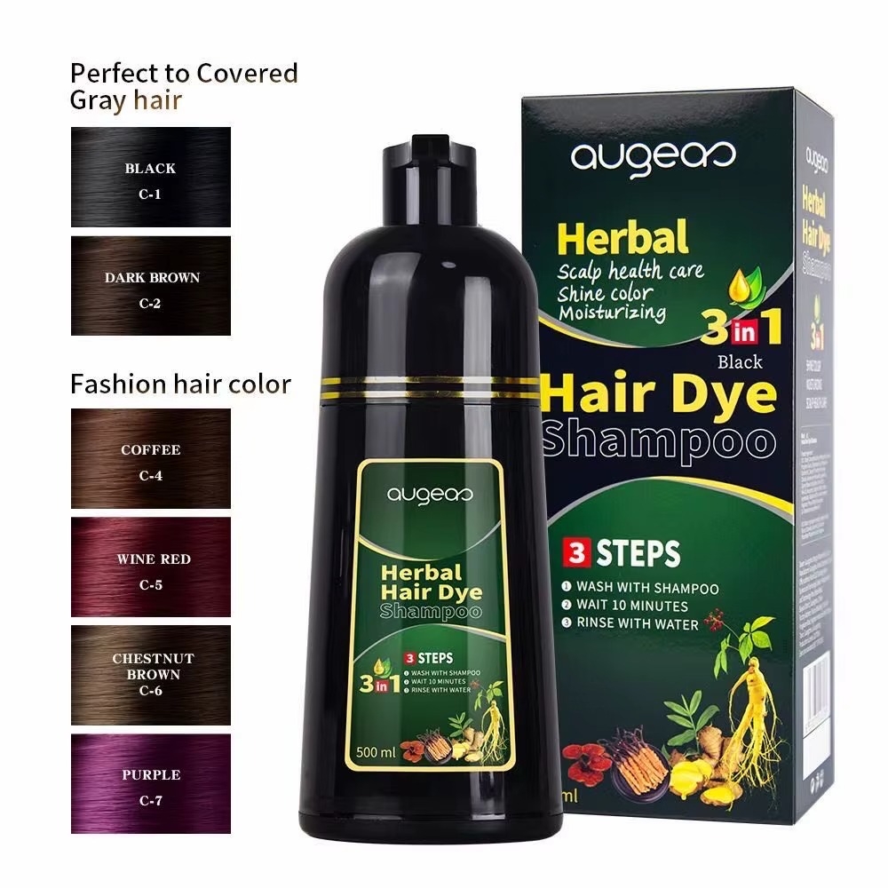 Augeas Herbal Hair Dye Shampoo 3 in 1 –(500ml)