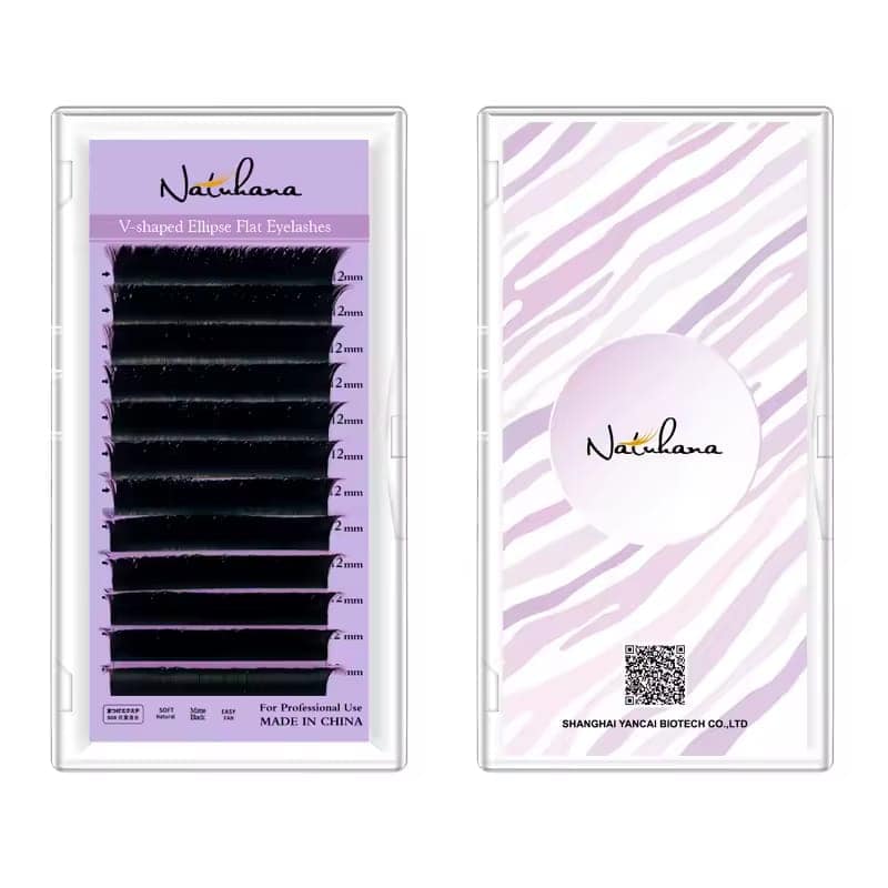 Nauhana V-Shape Ellipse Flat Eyelash Extensions – C Curl | 0.20 Thickness | 12mm