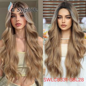 باروكة طويلة – لون أشقر ملمس ناعم مع غرة مظهر طبيعي | مقاومة للحرارة | رقم الموديل: SWLC8331-3BL28