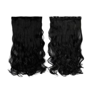 Hair Extension Heat Resistant Wavy Clip-In – 5 Clips Black Hair Piece for Natural Length and Volume
