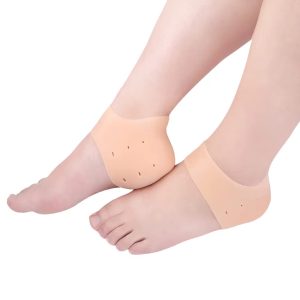 أغطية كعب هلامية (جل) من السيليكون - واقيات وجوارب للكعب تسمح بمرور الهواء، مصممة لعلاج جفاف وتشقق الكعب وتخفيف آلام التهاب اللفافة الأخمصية.