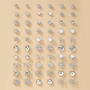 1 Set of 30 Pairs of Fashionable And Easy Heart-Shaped Earrings Set
