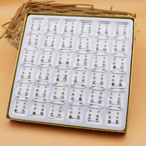 set of 108 pairs of rhinestone plastic earrings in varied sizes