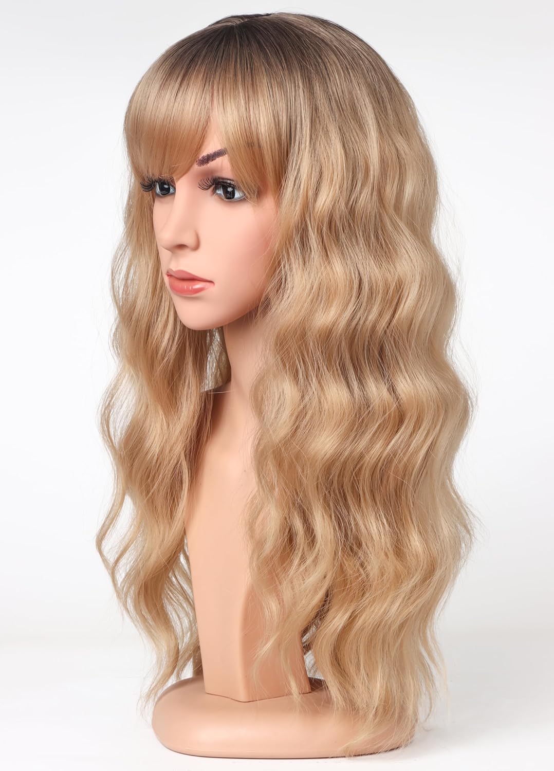 Hair Wig T26M3 – Medium Length Heat Resistant Wig – Blonde – Soft Texture with Bangs & Natural Look