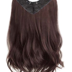 Hair Extension Heat Resistant Wavy Clip-In – 5 Clips Reddish Medium Brown Hair Piece for Natural Length and Volume