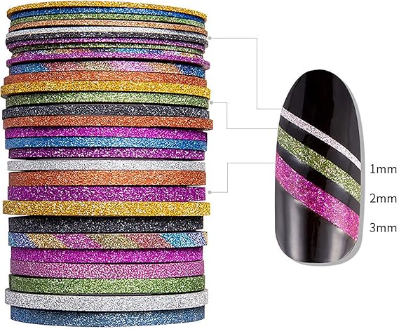 Rolls Glitter Nail Striping Tape Line Nail Line Tape Strips for Design Glitter