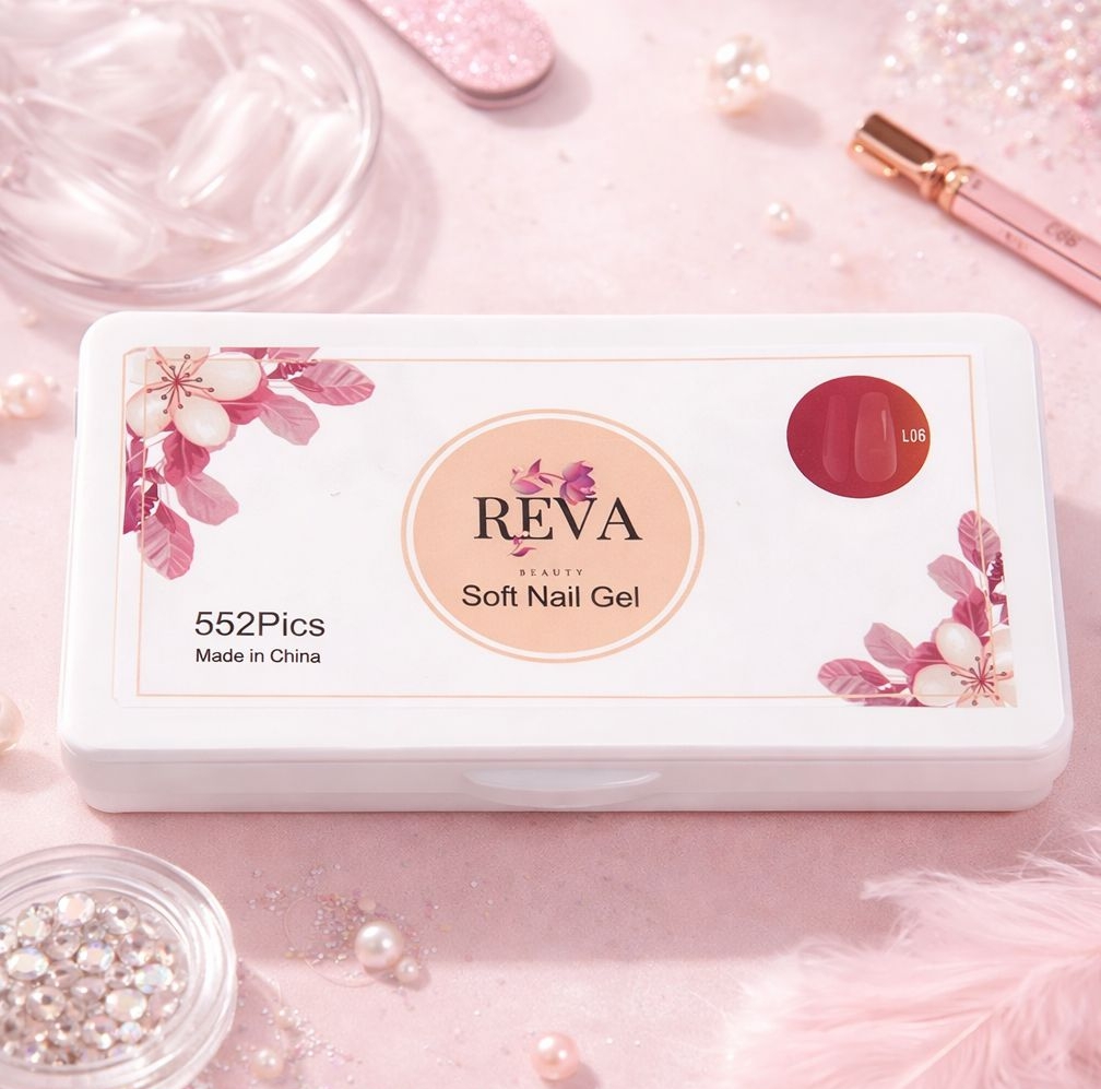 REVA L06 Soft Nail Gel Tips Set – 552 Pieces | Pre-Numbered Full Cover Nail Extensions Kit