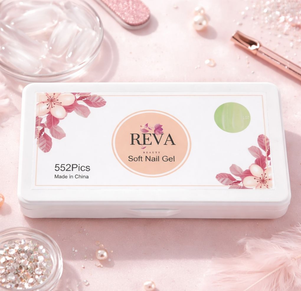 REVA L07 Soft Nail Gel Tips Set – 552 Pieces | Pre-Numbered Full Cover Nail Extensions Kit