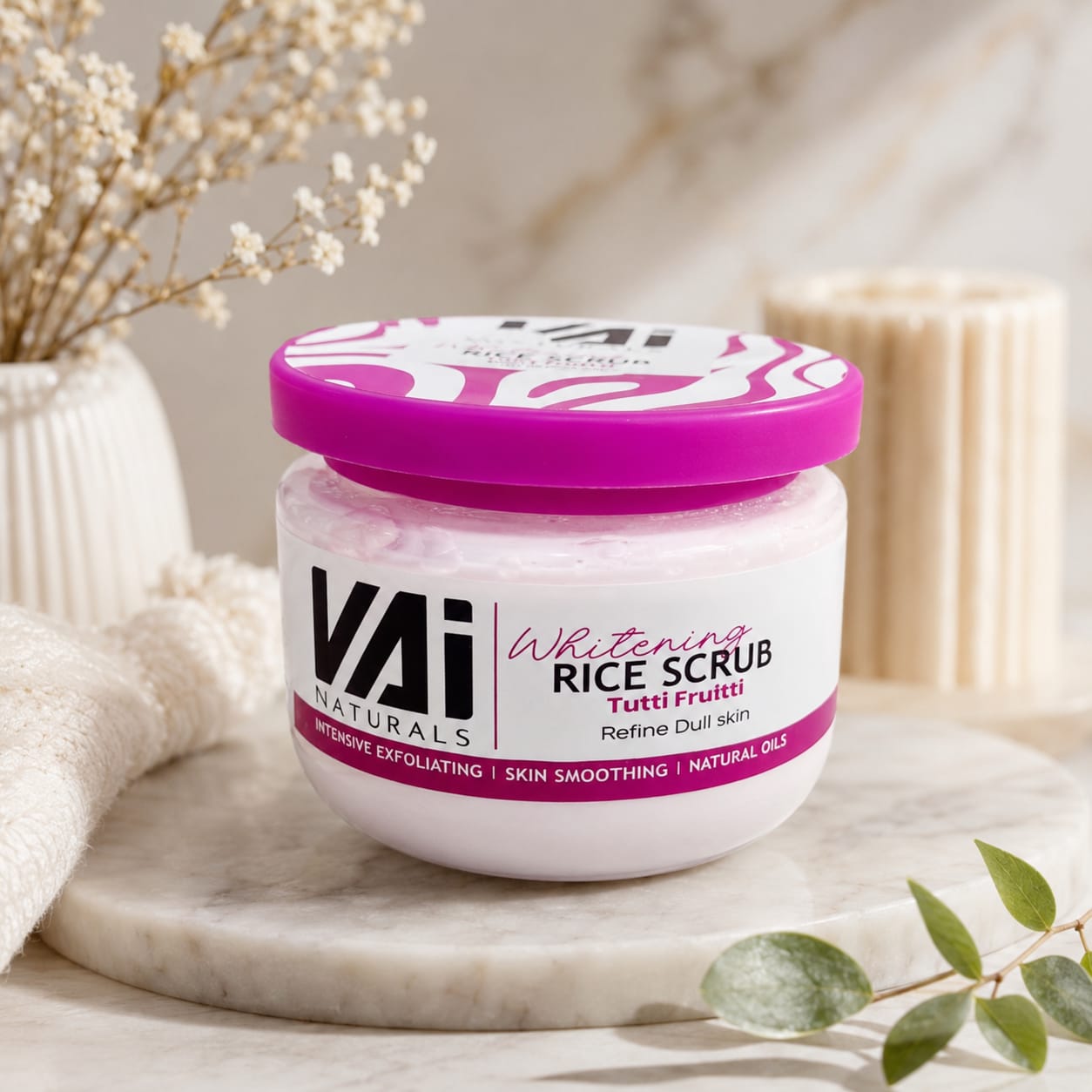VAI Naturals Whitening Rice Scrub – Tutti Frutti مقشر الأرز المبيض من فاي ناتشورالز – توتي فروتي