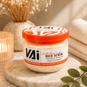 VAI Naturals Whitening Rice Scrub – Vitamin C & Apricot مقشر الأرز المفتح للبشرة من VAI Naturals – فيتامين C والمشمش