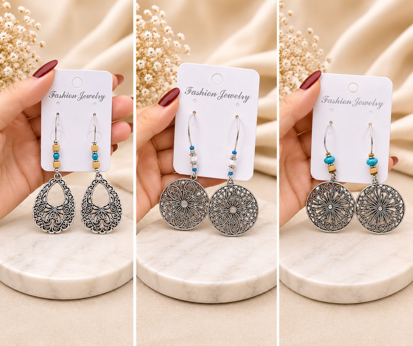 collection of vintage-inspired dangle earrings