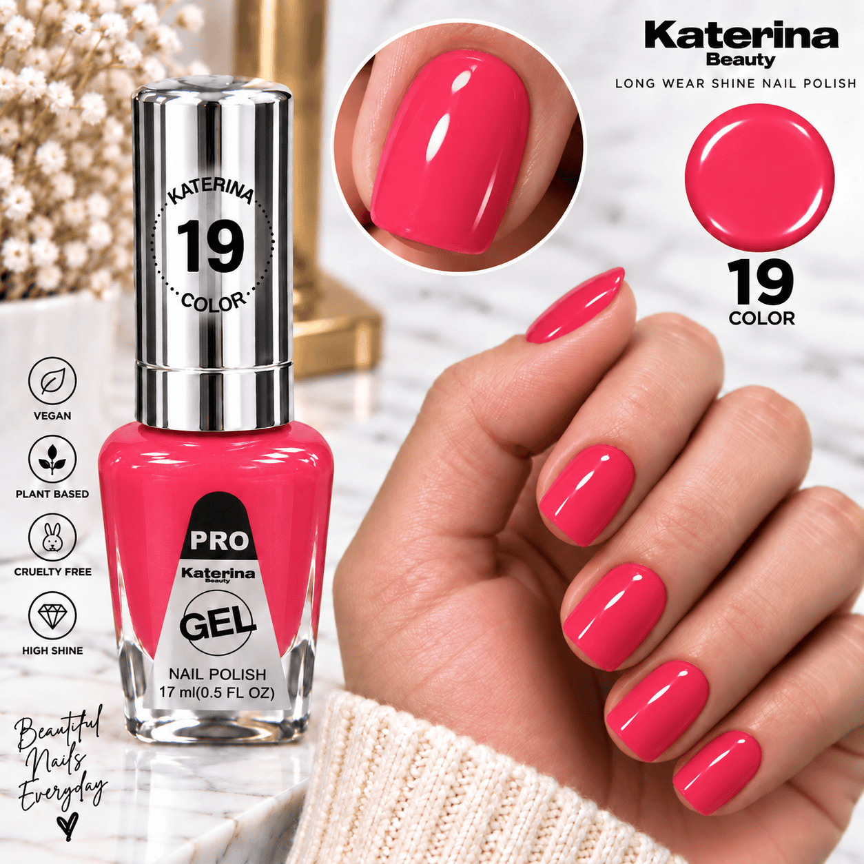 Katerina Beauty Miracle Gel Nail Polish – No. 19 Coral Pink