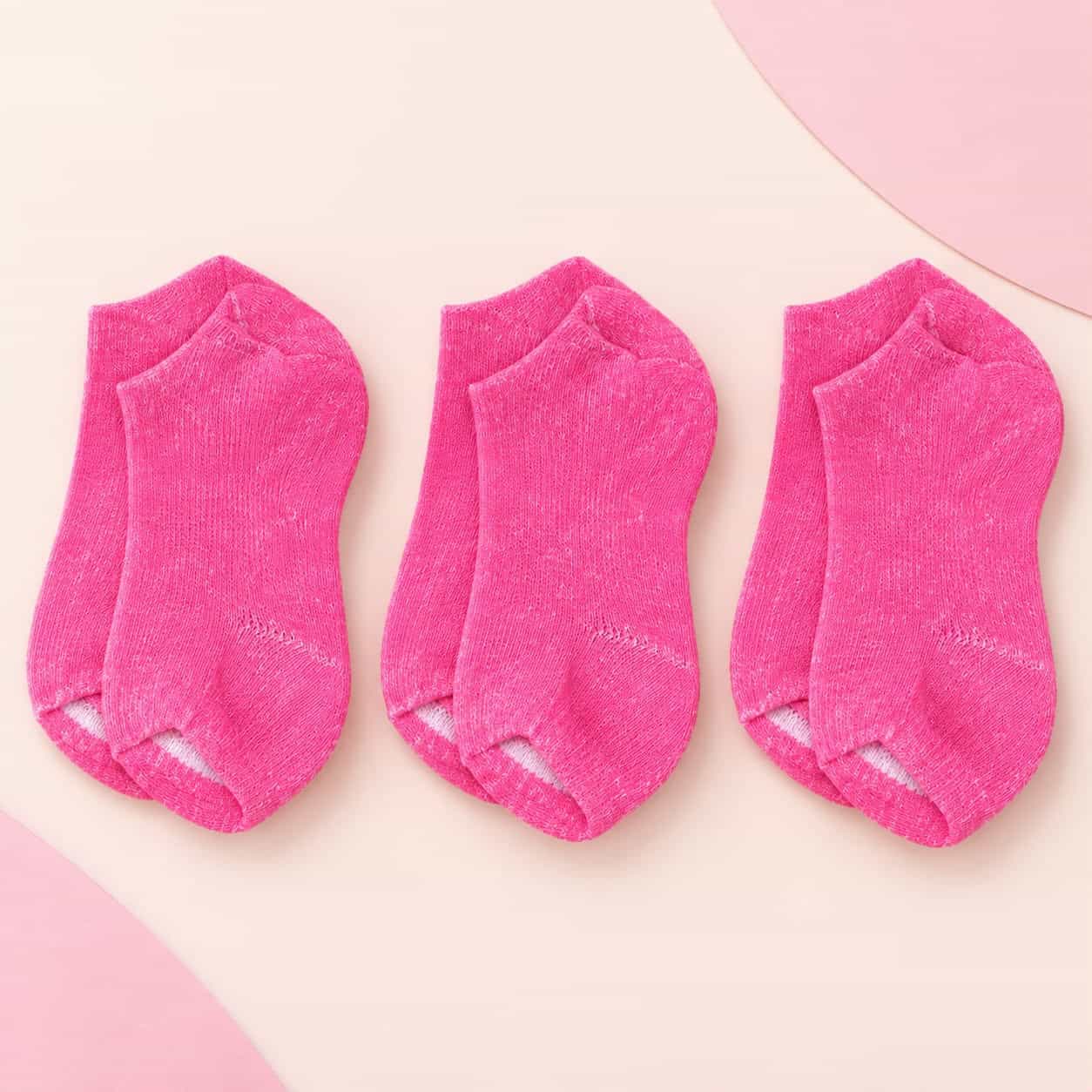 No.1 Short Kids' Socks – 3 Pairs (3–6) – Pink