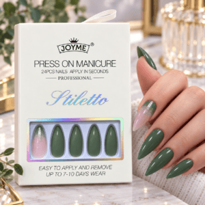 أظافر جاهزة مدببة أخضر زيتي 24 قطعة JOYME