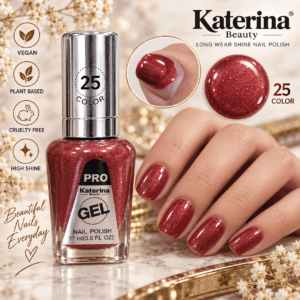 مناكير بلمعة الجل Katerina Beauty Miracle Gel - رقم 25 أحمر بلمعة غليتر