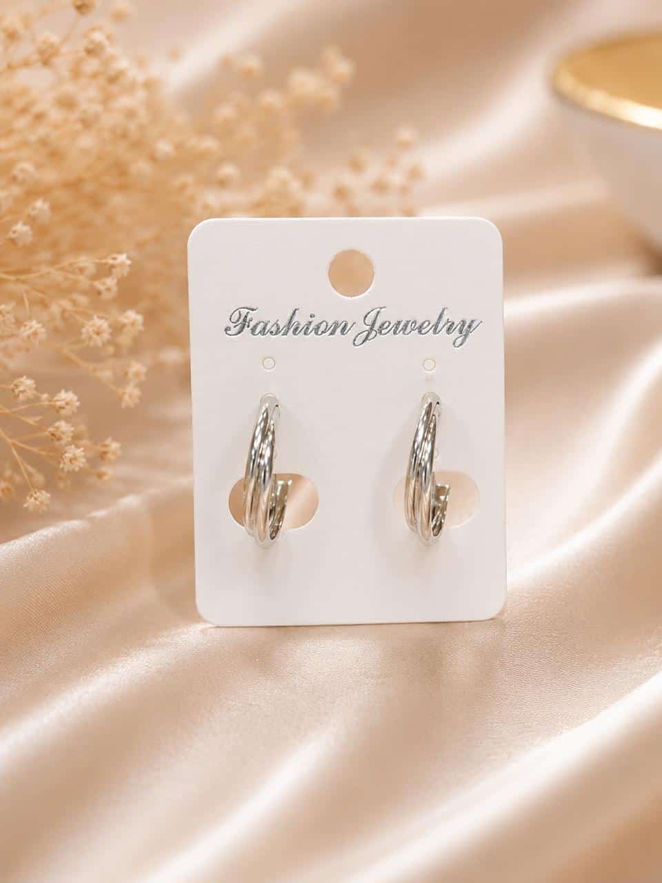 Silver Double-Layer Hoop Earrings