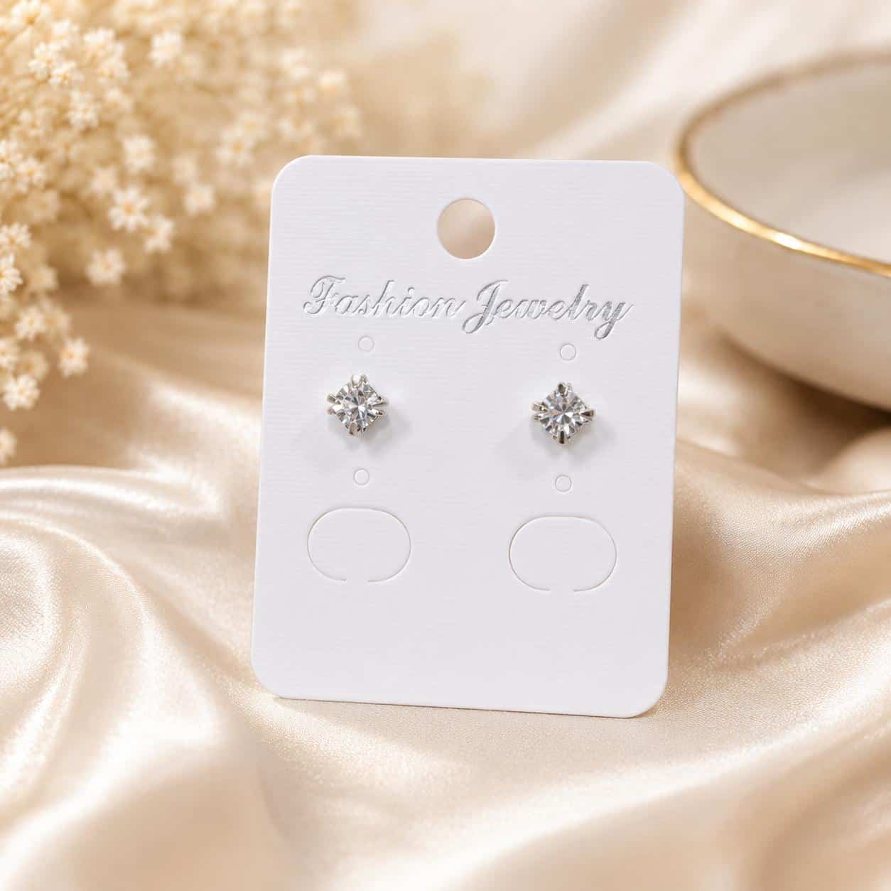 Silver Crystal Stud Earrings