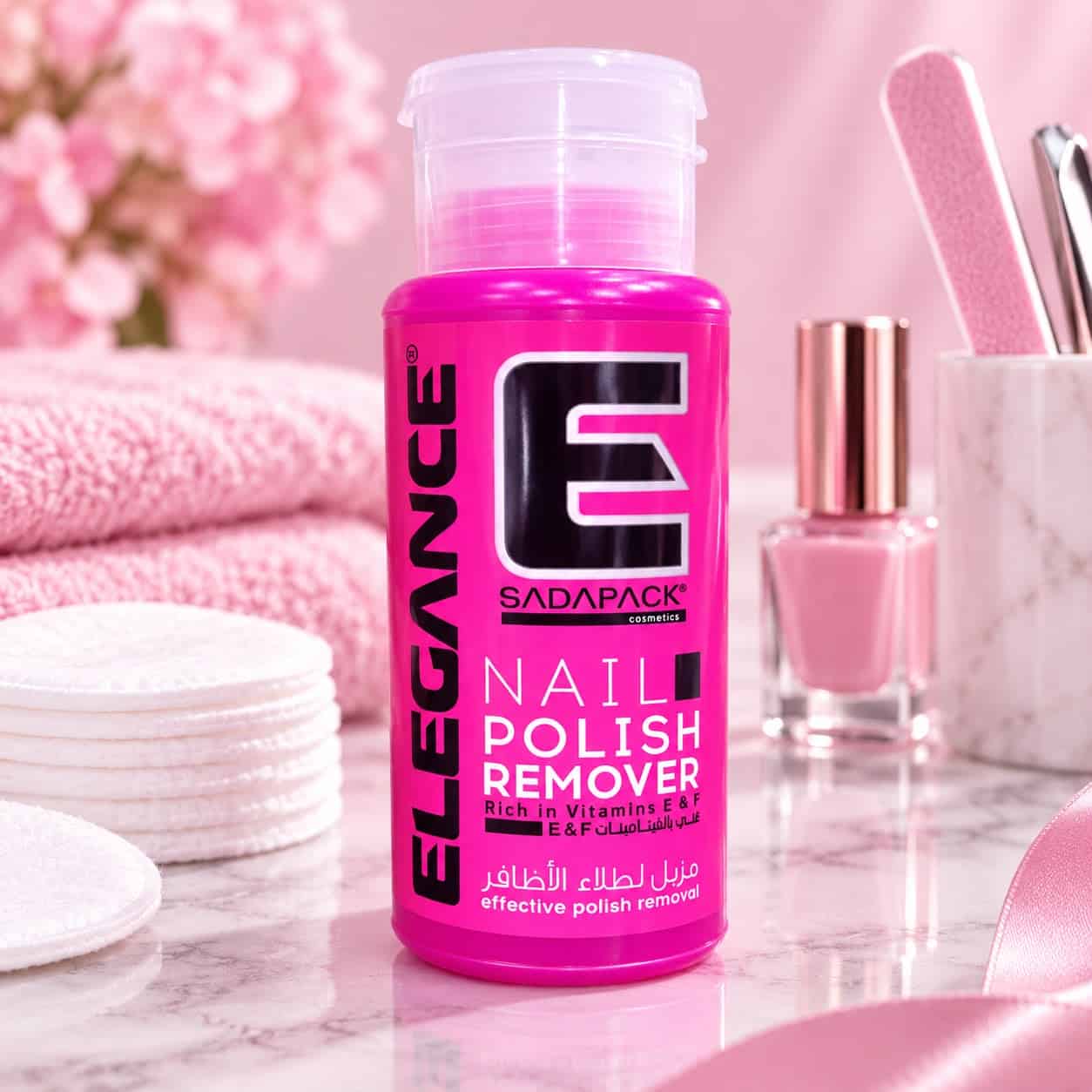 مزيل طلاء الأظافر إليغانس ELEGANCE من SADAPACK – غني بفيتاميني E وF