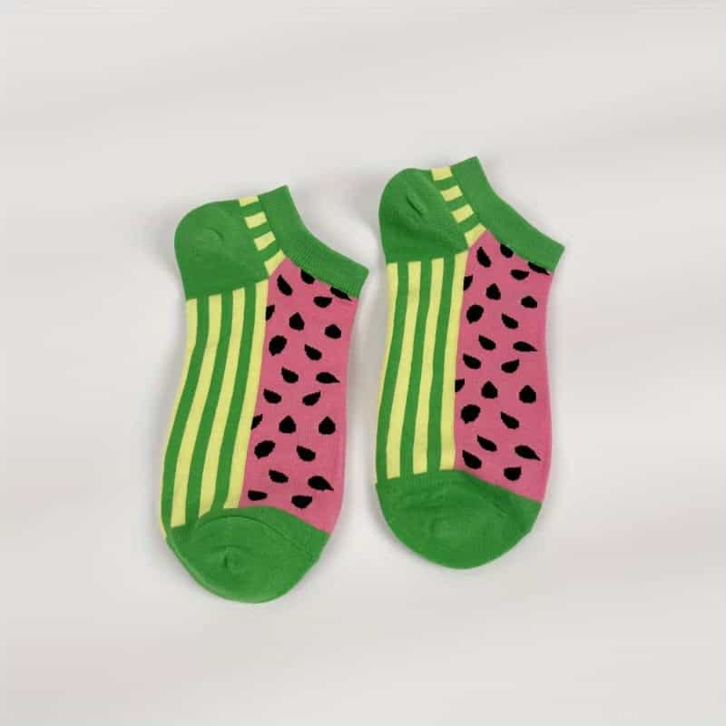 Striped Watermelon Pattern Short Socks