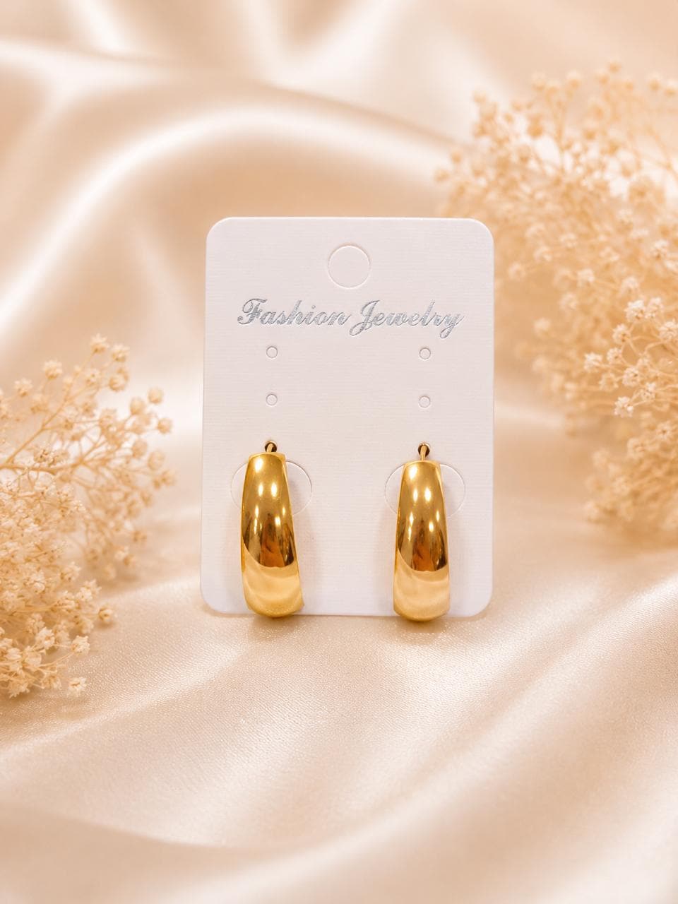 Gold Wide Domed Earrings