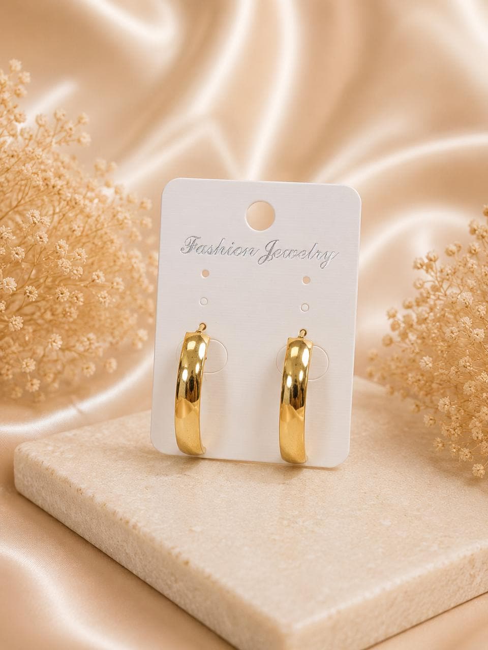 Gold Wide Hoop Earrings