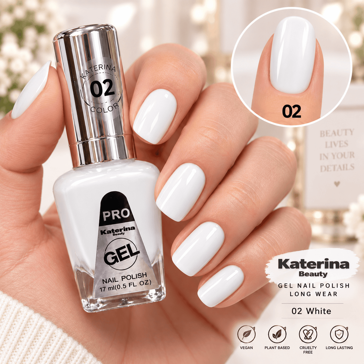مناكير بلمعة الجل Katerina Beauty Miracle Gel - رقم 02 أبيض