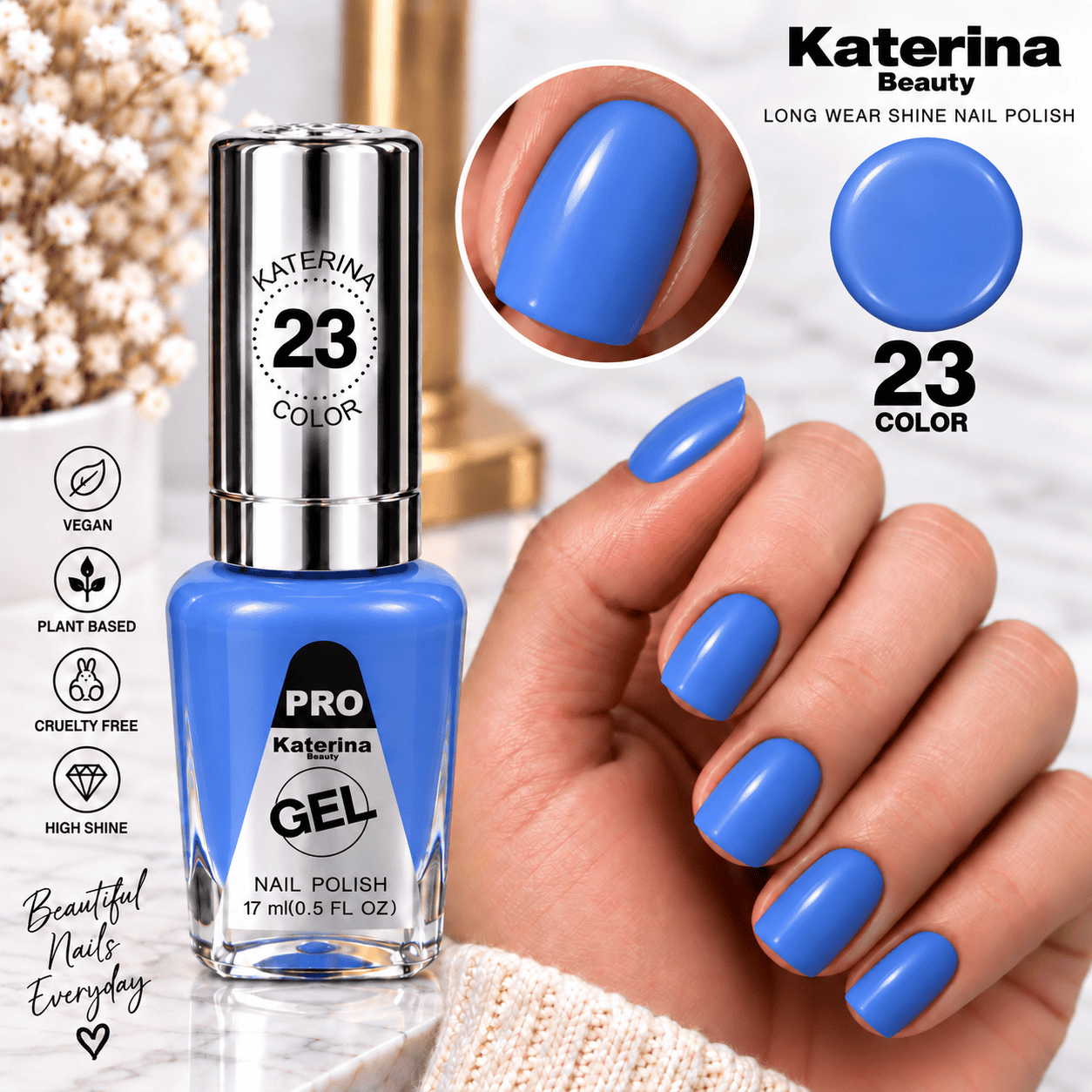 مناكير بلمعة الجل Katerina Beauty Miracle Gel - رقم 23 أزرق