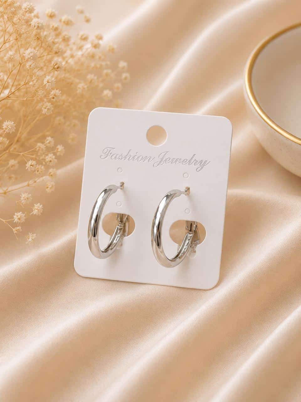 Silver Wide Open Hoop Earrings