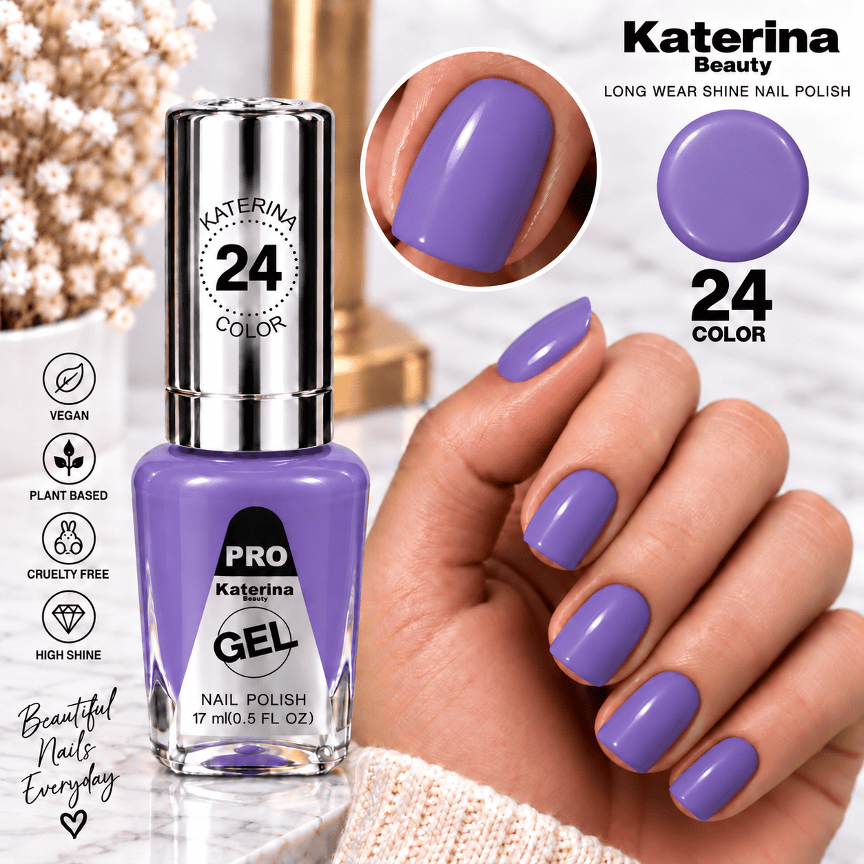 مناكير بلمعة الجل Katerina Beauty Miracle Gel - رقم 24 لافندر