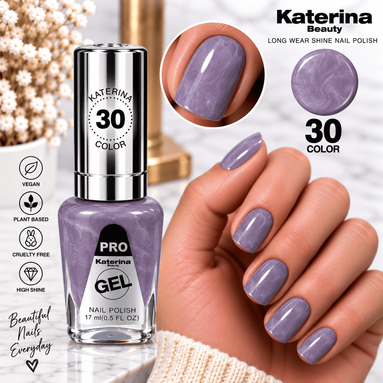 مناكير بلمعة الجل Katerina Beauty Miracle Gel - رقم 30 ليلكي لؤلؤي