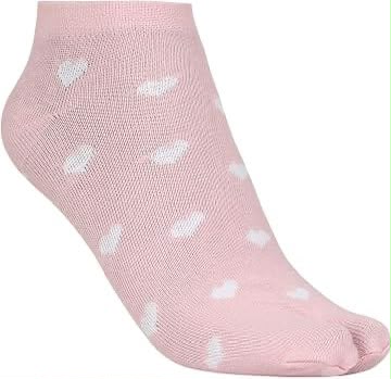 Pink Short Socks with Heart Print