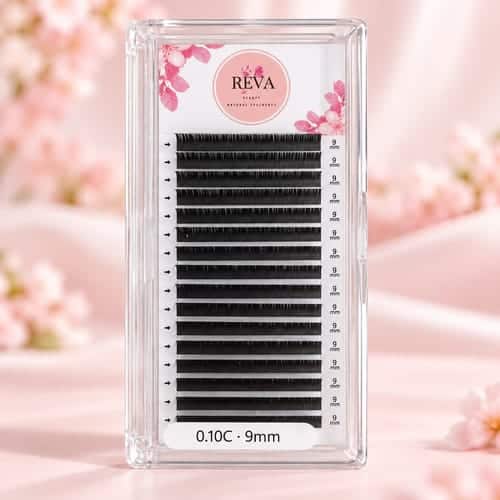 REVA Professional Eyelashes – C-Curl, 0.10mm thickness, 9mm length