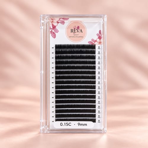 REVA Professional Eyelashes – C-Curl, 0.15mm thickness, 9mm length (نسخة)