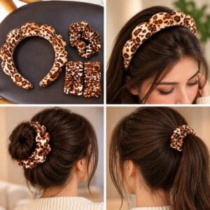 Women's Tiger Print Hair Bandana Accessory Set - 4 Pieces