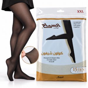 كولون شيفون النسائي من السماح – 15 DEN – مقاس XXL – لون أسود