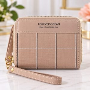A small women's wallet with a stylish and practical design, suitable for everyday use.