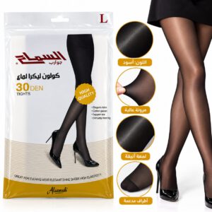 كولون ليكرا لماع نسائي من السماح – 30 DEN – مقاس L – لون أسود