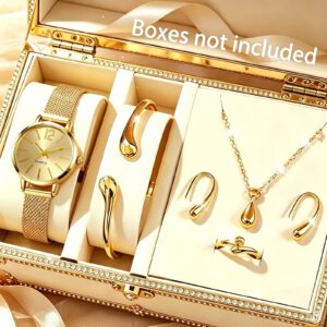 طقم إكسسوارات نسائي ذهبي أنيق مرصع